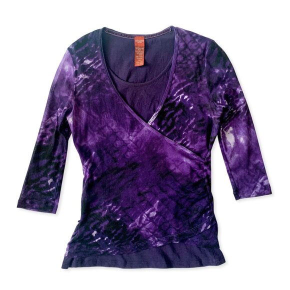 Vintage Olsen Y2K Purple Mesh Wrap Top Whimsigoth Witchy Fairy Sultry Boho Cyber - Picture 1 of 16